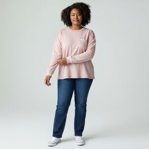Cozy Pink Ribbed Long Sleeve Tee – Size 2X